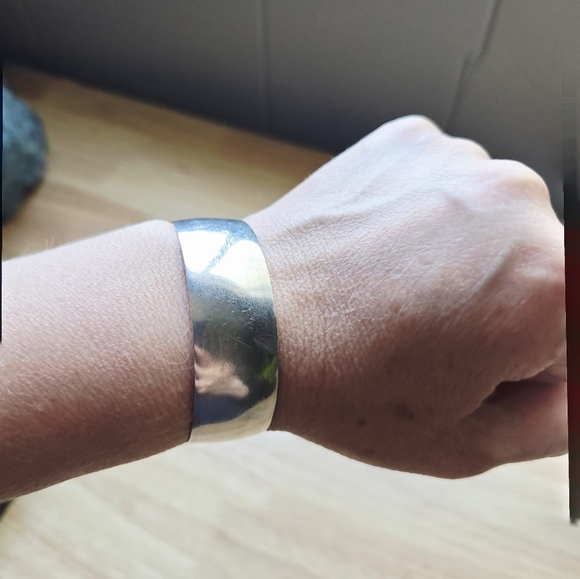 Vintage Sterling Silver 925 Bald 6/7" wide Cuff Bracelet Sign BB - Picture 4 of 6